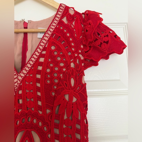 Adelyn Rae Red Lace Midi Dress, size S, NWT - Picture 5 of 11